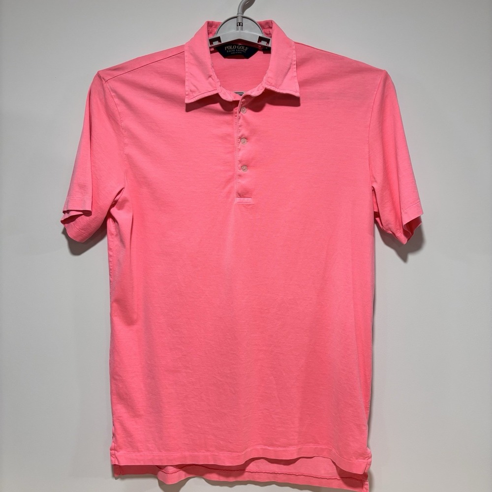 Polo Golf Vintage Lisle Mens Short Sleeve‎ Polo 100% Pima Cotton Hot Pink Size M